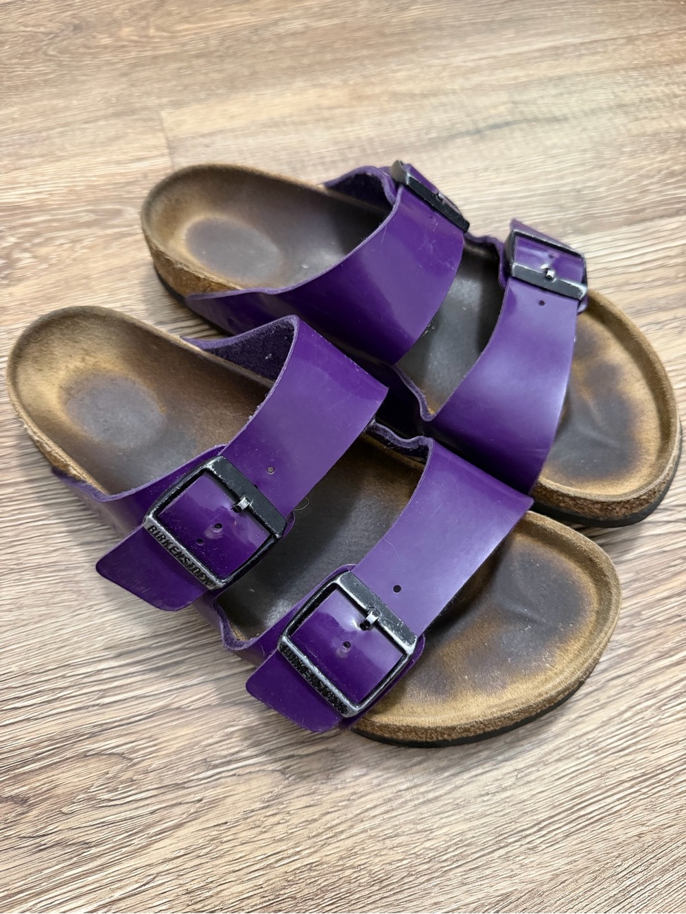 Birkenstock Arizona Plum Purple Birko Flor Patent Leather